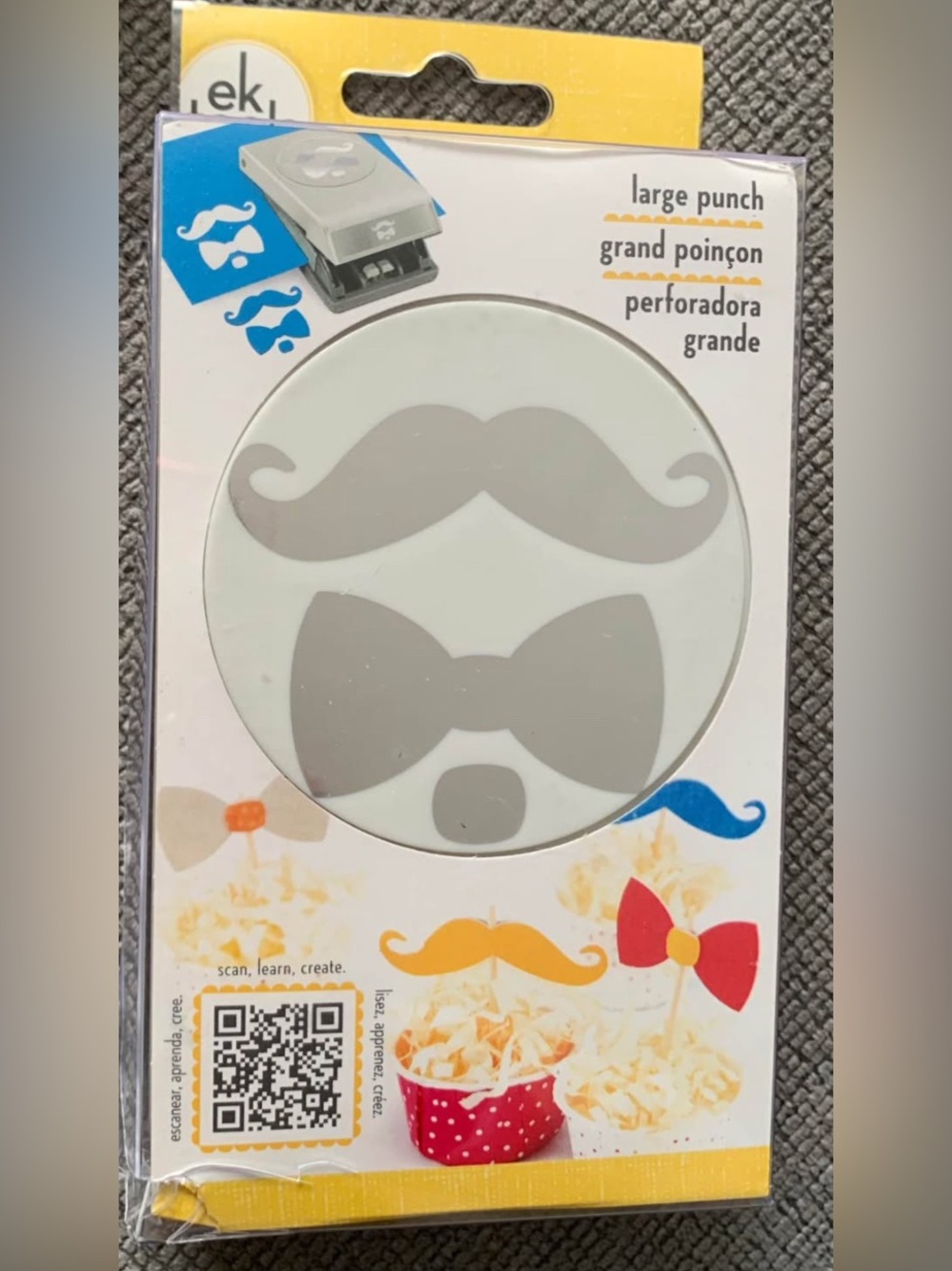 EK Success Large Punch - Mustache & Bow Tie Shape